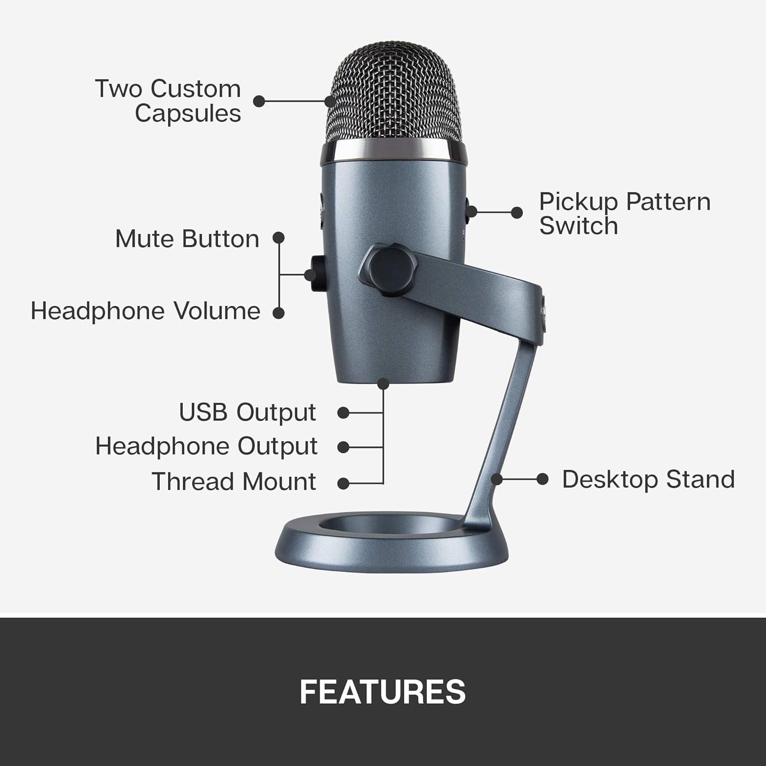 image:imageLogitech for Creators Blue Yeti Nano USB Microphone for Gaming Streaming PodcastingTwitch YouTube Discord Recording for PC and Mac Plug amp Play Shadow GreyShadow Grey