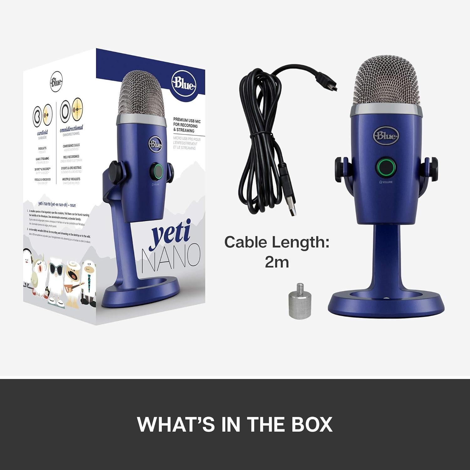 image:imageLogitech for Creators Blue Yeti Nano USB Microphone for Gaming Streaming PodcastingTwitch YouTube Discord Recording for PC and Mac Plug amp Play Shadow GreyVivid Blue