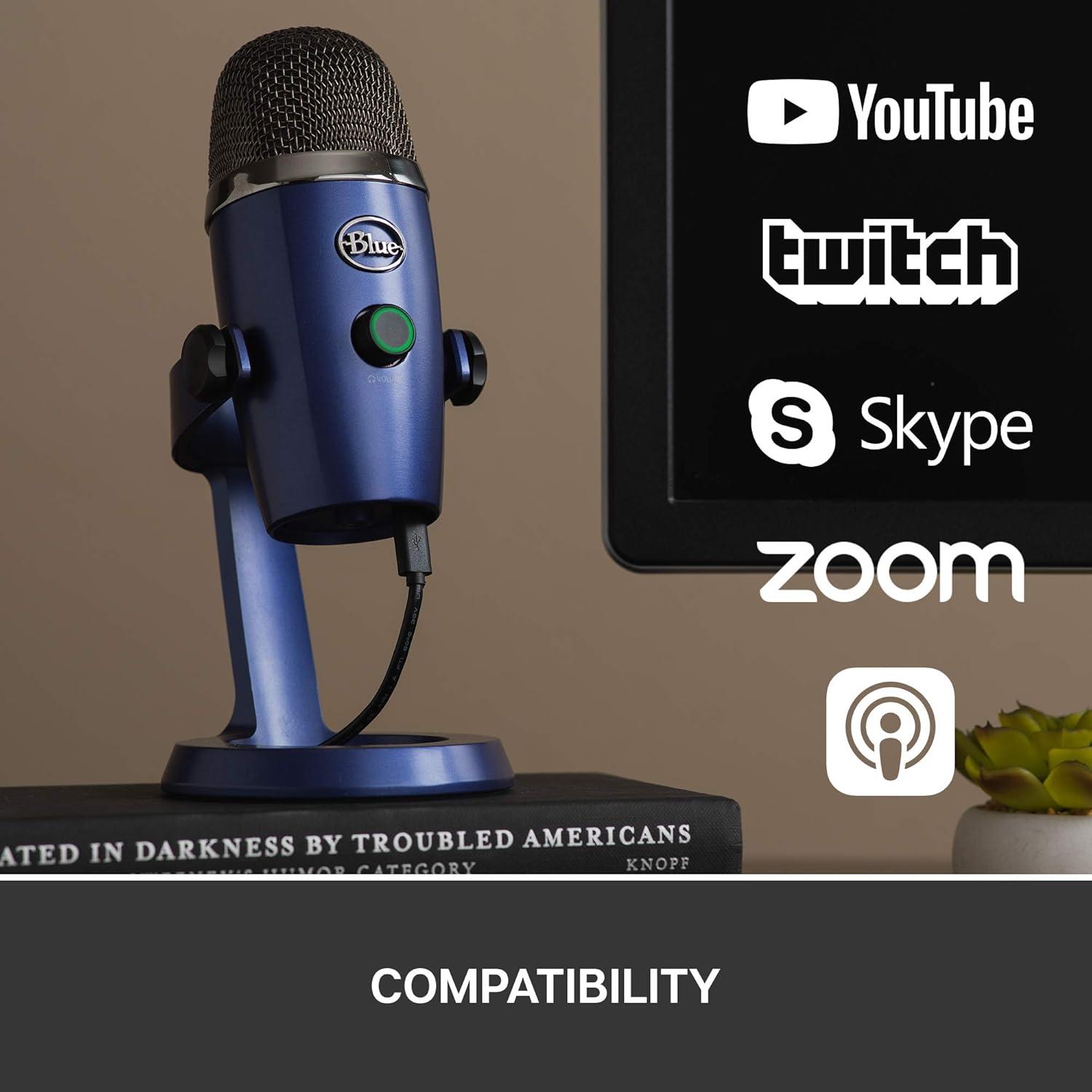 image:imageLogitech for Creators Blue Yeti Nano USB Microphone for Gaming Streaming PodcastingTwitch YouTube Discord Recording for PC and Mac Plug amp Play Shadow GreyVivid Blue