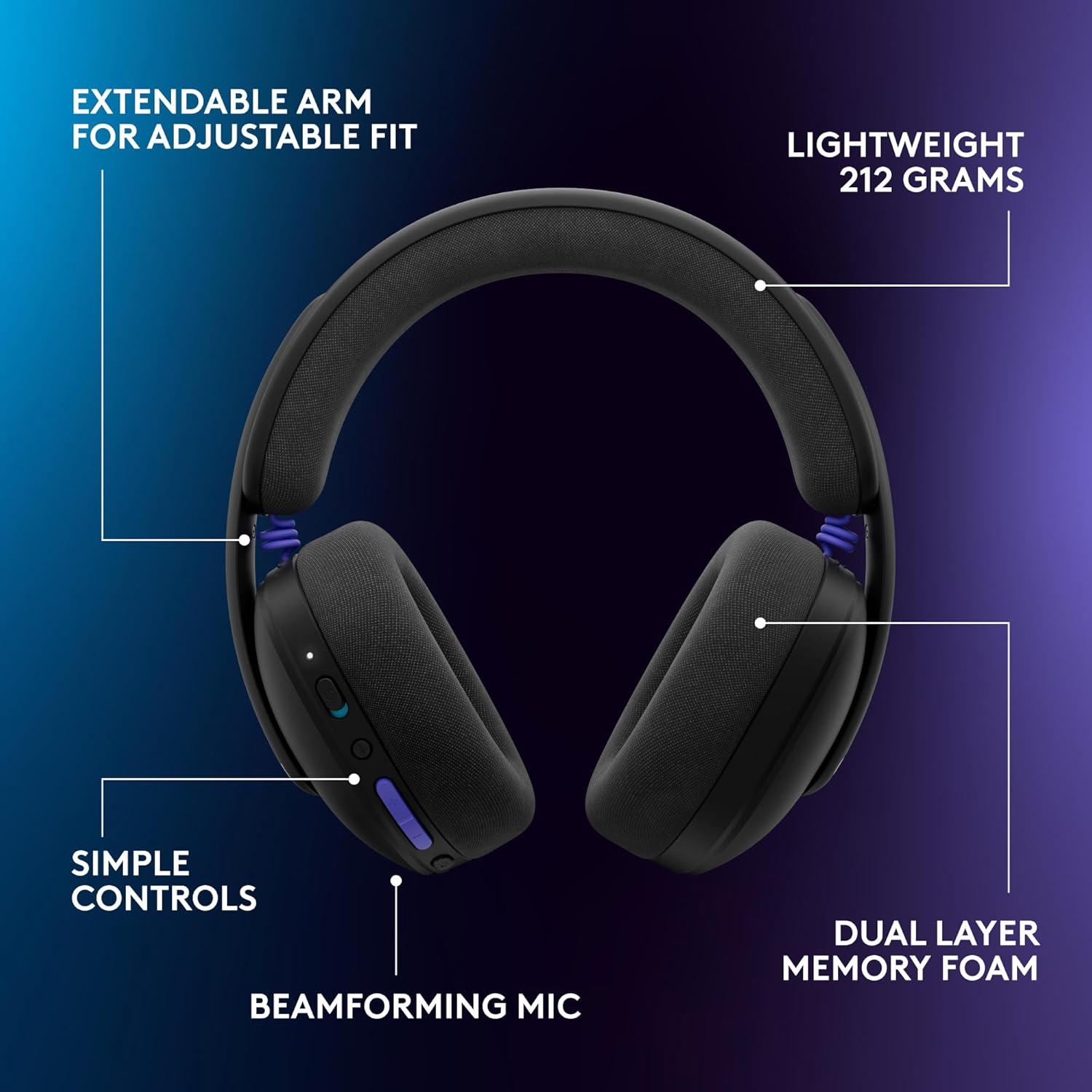 image:imageLogitech G325 Lightspeed Wireless Bluetooth Gaming Headset AllDay Comfort Builtin Mic with Noise Reduction 24Bit Audio 24 Hr Battery Life for PC PlayStation Switch Mobile BlackBlack