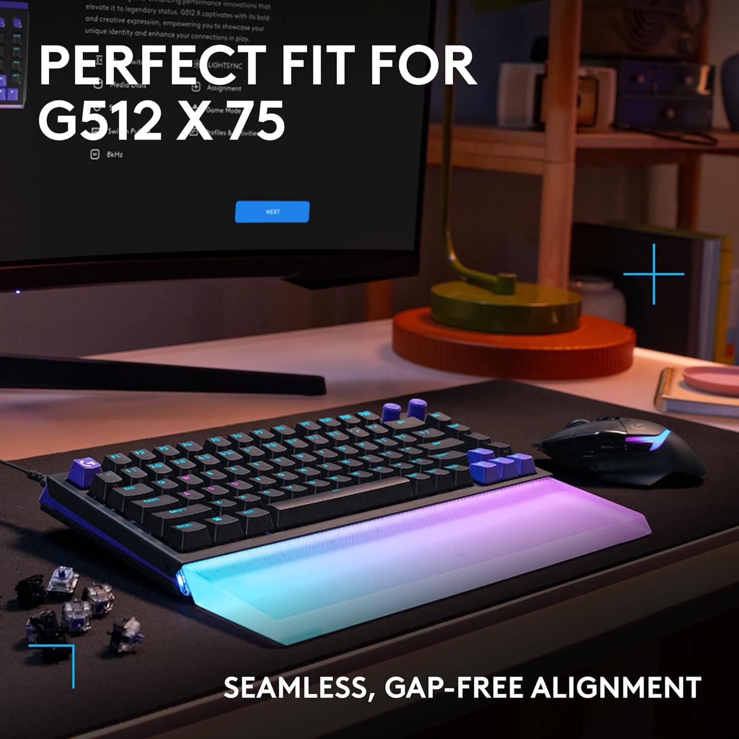 image:imageLogitech G G512 X Palm Rest 98 LIGHTSYNC RGB LightbarAmplifying Acrylic Palm Rest Laser Etched Premium Support for G512 X 98 Gaming Keyboard75 percent