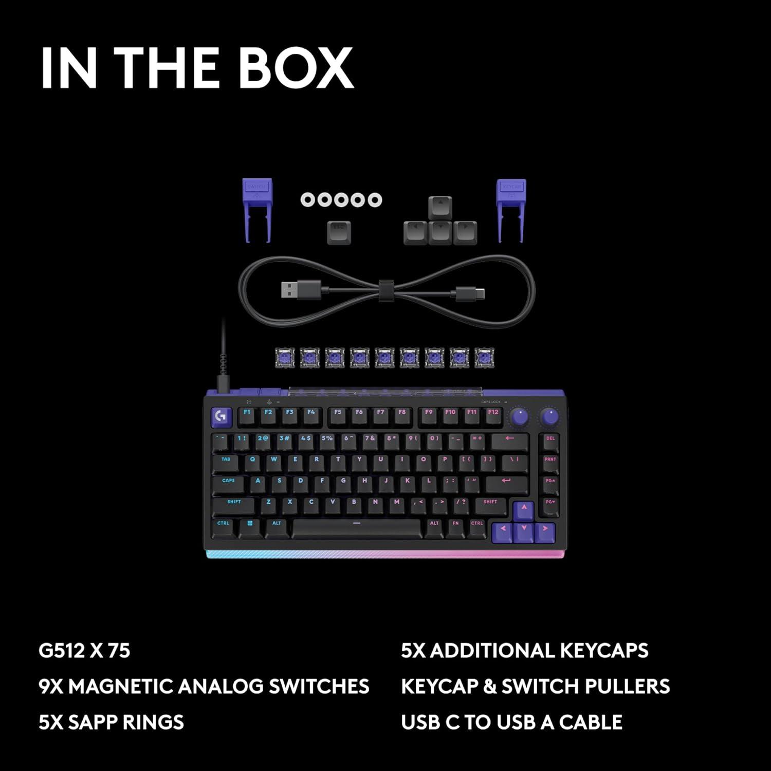 image:imageLogitech G512 X 75 Dual SWAP HotSwappable TMR AnalogMechanical Gaming Keyboard Tactile 8K Polling Rate Custom Actuation 0140 mm Rapid Trigger LIGHTSYNC RGB Wired PC Mac BlackBlack