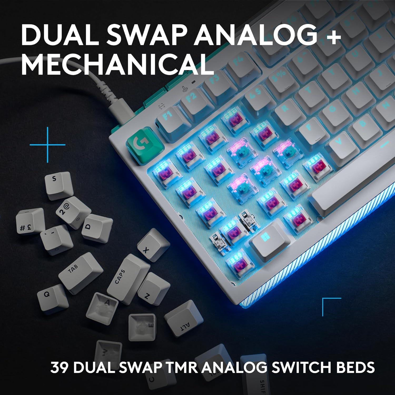 image:imageLogitech G512 X 75 Dual SWAP HotSwappable TMR AnalogMechanical Gaming Keyboard Tactile 8K Polling Rate Custom Actuation 0140 mm Rapid Trigger LIGHTSYNC RGB Wired PC Mac BlackWhite