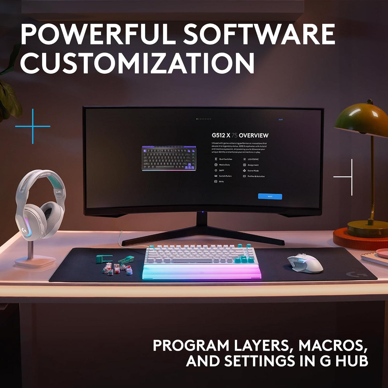 image:imageLogitech G512 X 75 Dual SWAP HotSwappable TMR AnalogMechanical Gaming Keyboard Tactile 8K Polling Rate Custom Actuation 0140 mm Rapid Trigger LIGHTSYNC RGB Wired PC Mac BlackWhite