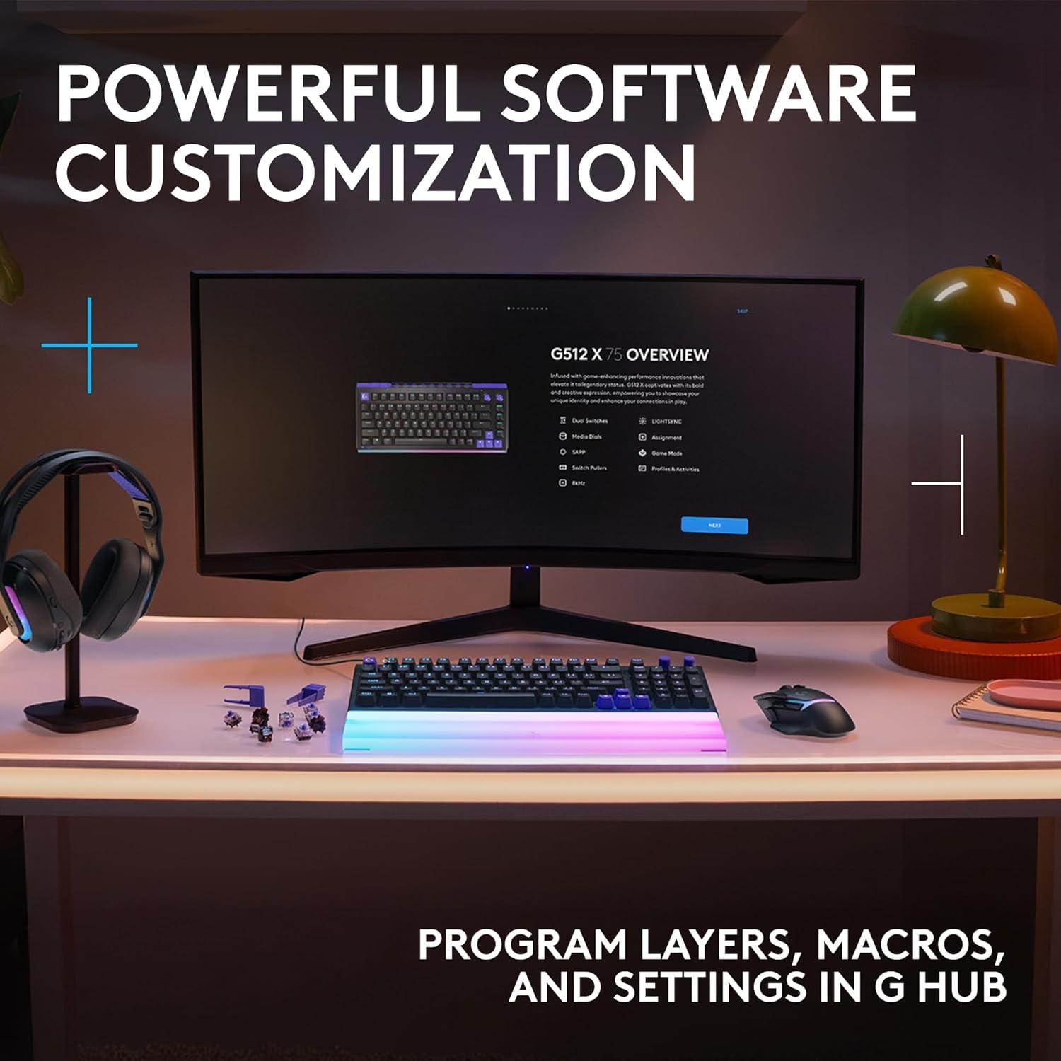 image:imageLogitech G512 X 75 Dual SWAP HotSwappable TMR AnalogMechanical Gaming Keyboard Tactile 8K Polling Rate Custom Actuation 0140 mm Rapid Trigger LIGHTSYNC RGB Wired PC Mac BlackBlack