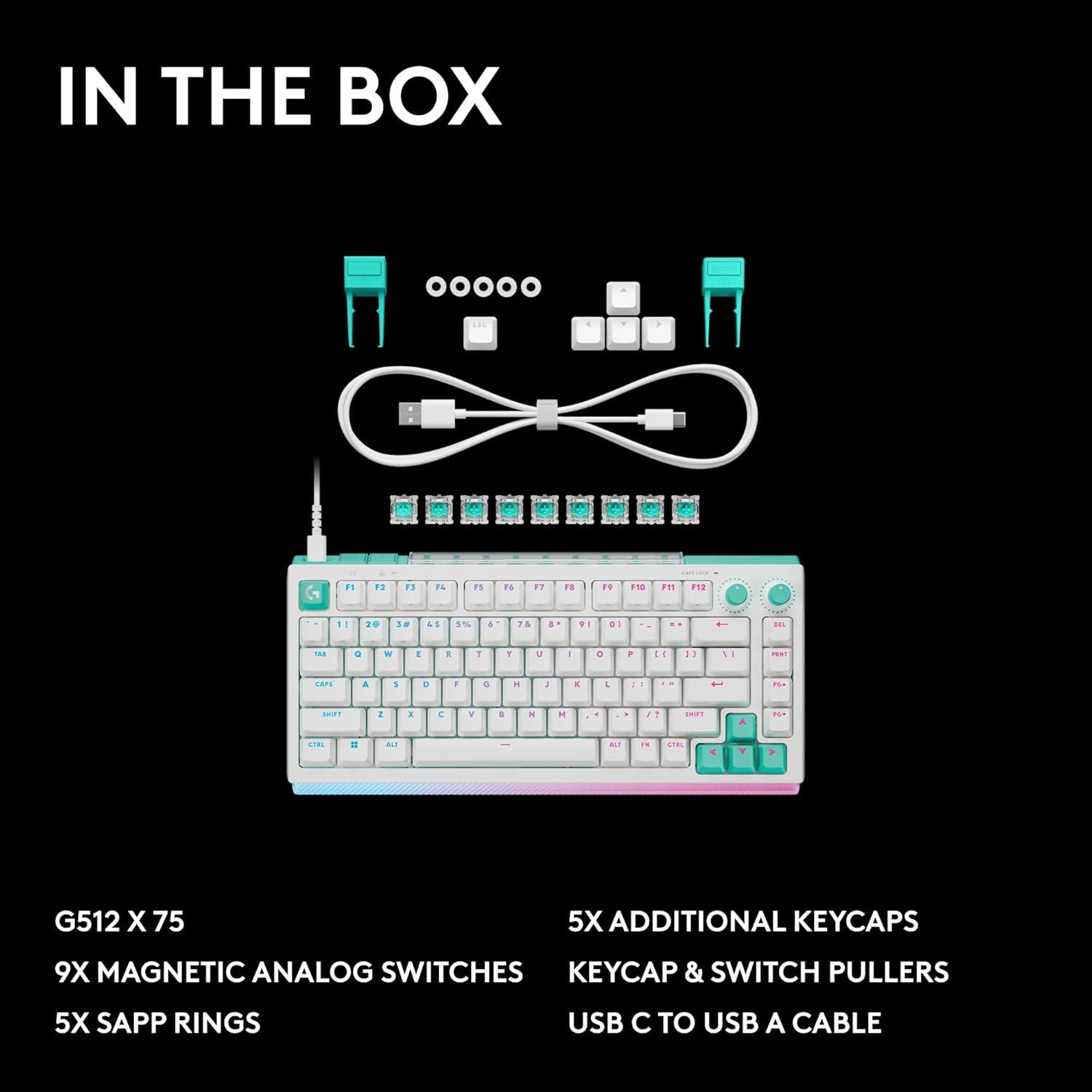 image:imageLogitech G512 X 75 Dual SWAP HotSwappable TMR AnalogMechanical Gaming Keyboard Tactile 8K Polling Rate Custom Actuation 0140 mm Rapid Trigger LIGHTSYNC RGB Wired PC Mac BlackWhite