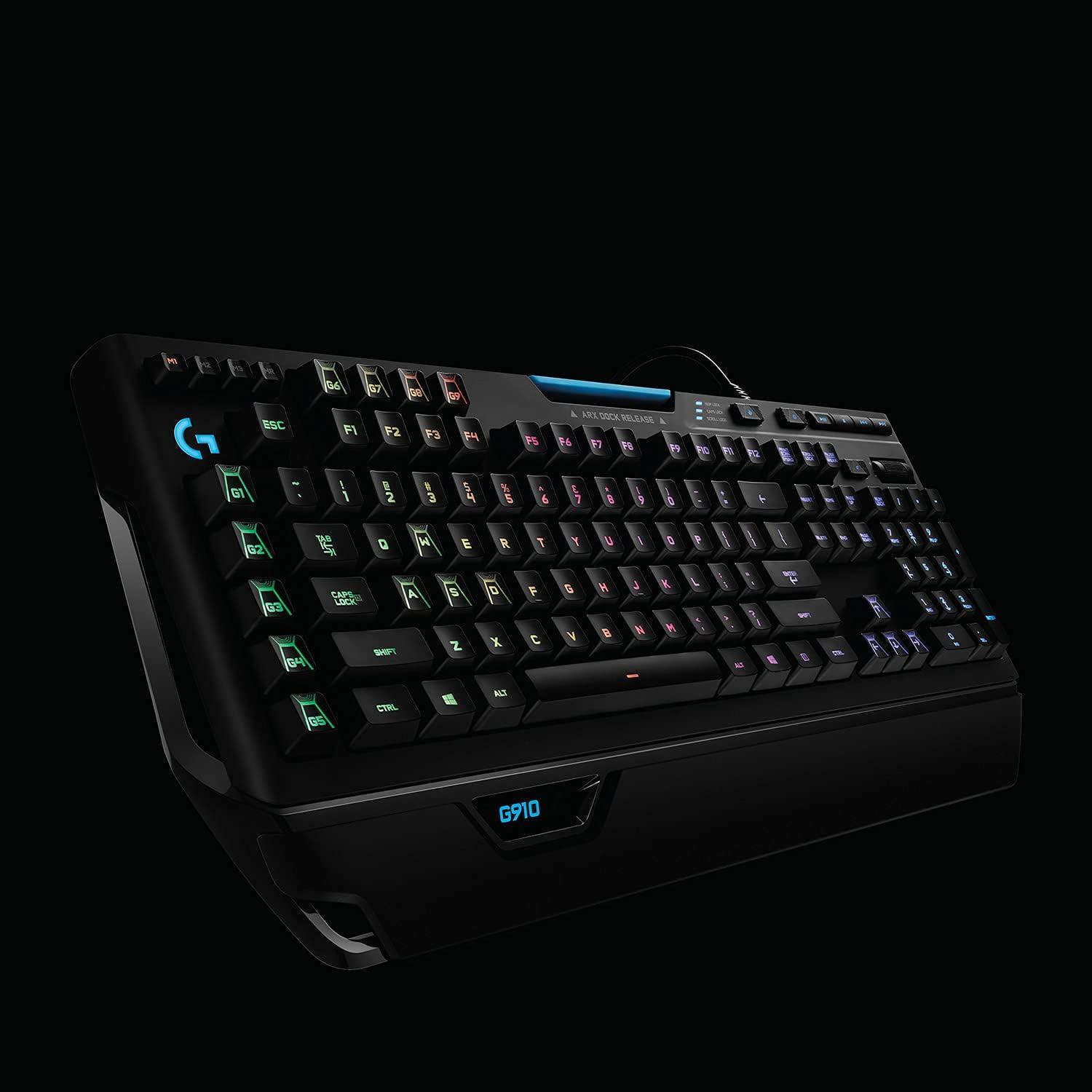 imageLogitech G910 Orion Spectrum Clavier Gamer Mcanique RGB Eclairage RGB LIGHTSYNC Switchs RomerG Tactiles 9 Touches G Programmables Technologie Double Ecran Arx Franais AZERTY NoirG910