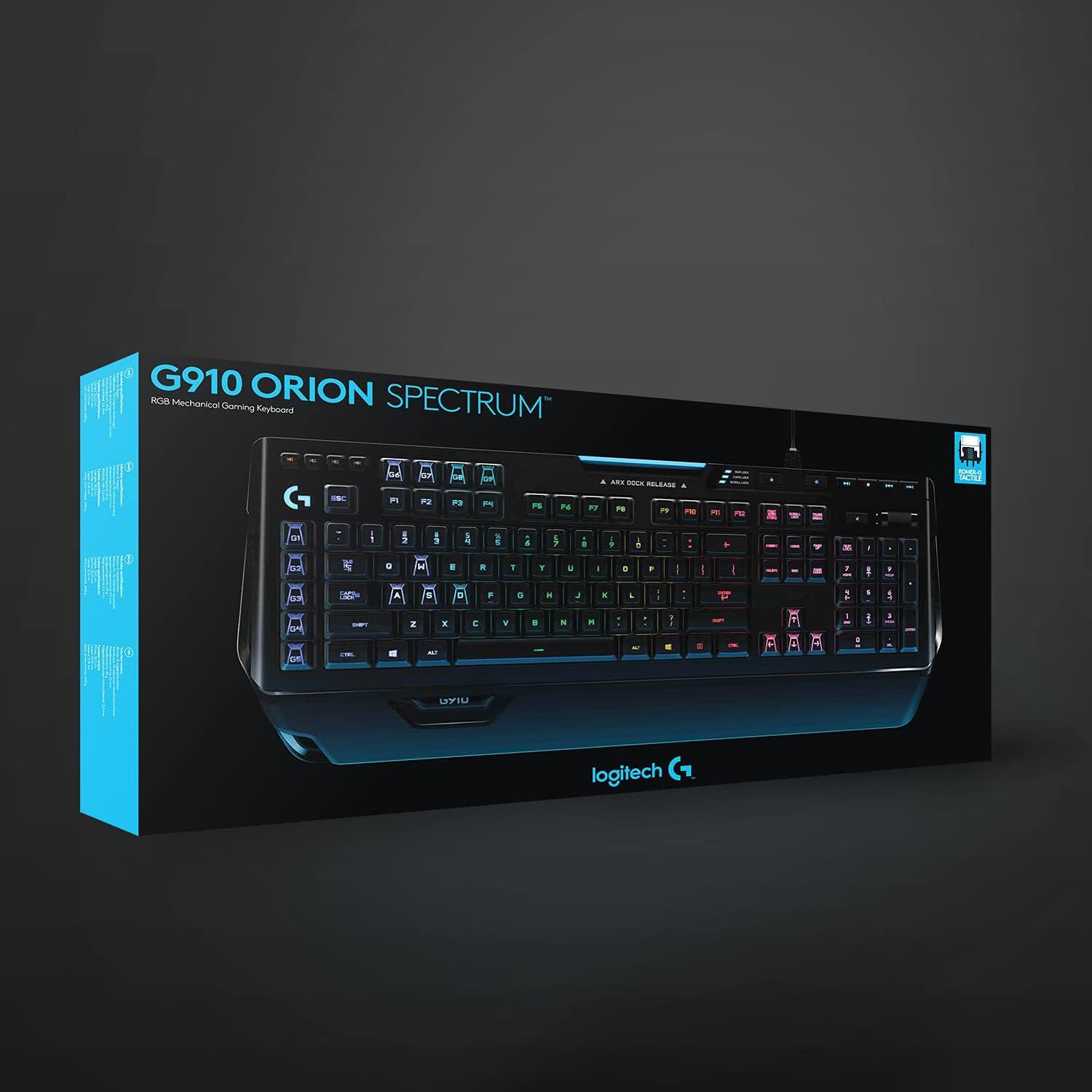 imageLogitech G910 Orion Spectrum Clavier Gamer Mcanique RGB Eclairage RGB LIGHTSYNC Switchs RomerG Tactiles 9 Touches G Programmables Technologie Double Ecran Arx Franais AZERTY NoirG910