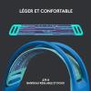 Logitech G G522 LIGHTSPEED casque gaming sans fil, LIGHTSYNC RVB, micro bande passante complète et audio synchronisé avancé, triple connectivité – LIGHTSPEED, Bluetooth, USB-A vers USB-C pour PC-Blanc(Bleu)