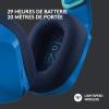 Logitech G G522 LIGHTSPEED casque gaming sans fil, LIGHTSYNC RVB, micro bande passante complète et audio synchronisé avancé, triple connectivité – LIGHTSPEED, Bluetooth, USB-A vers USB-C pour PC-Blanc(Bleu)