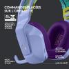 Logitech G G522 LIGHTSPEED casque gaming sans fil, LIGHTSYNC RVB, micro bande passante complète et audio synchronisé avancé, triple connectivité – LIGHTSPEED, Bluetooth, USB-A vers USB-C pour PC-Blanc(Lila)
