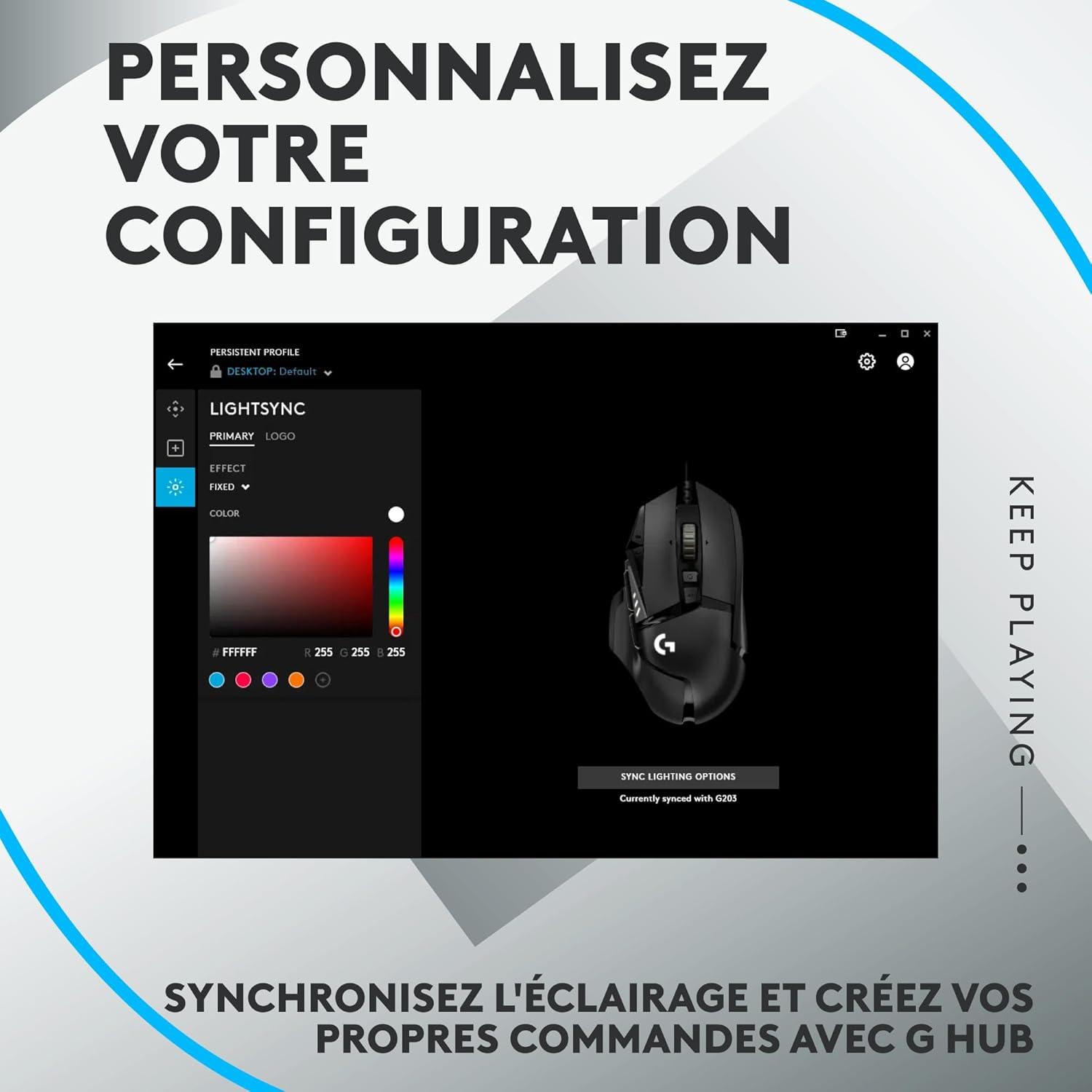 imageLogitech G G502 HERO souris gaming filaire avec boutons programmables et poids ajustables et G213 RVB clavier gaming rtroclair avec touches tactiles PCordinateurs portables NoirSouris Clavier