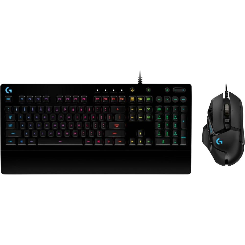 imageLogitech G G502 HERO souris gaming filaire avec boutons programmables et poids ajustables et G213 RVB clavier gaming rtroclair avec touches tactiles PCordinateurs portables NoirSouris Clavier