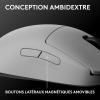 Logitech G PRO 2 LIGHTSPEED, souris de gaming sans fil, pour droitier ou gaucher, maximum de 4 boutons latéraux magnétiques personnalisables et commutables, capteur 44K DPI, recharge USB-C, PC/Mac – B(Blanc)