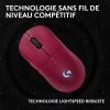 Logitech G PRO 2 LIGHTSPEED, souris de gaming sans fil, pour droitier ou gaucher, maximum de 4 boutons latéraux magnétiques personnalisables et commutables, capteur 44K DPI, recharge USB-C, PC/Mac – B(Rose)