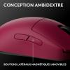 Logitech G PRO 2 LIGHTSPEED, souris de gaming sans fil, pour droitier ou gaucher, maximum de 4 boutons latéraux magnétiques personnalisables et commutables, capteur 44K DPI, recharge USB-C, PC/Mac – B(Rose)