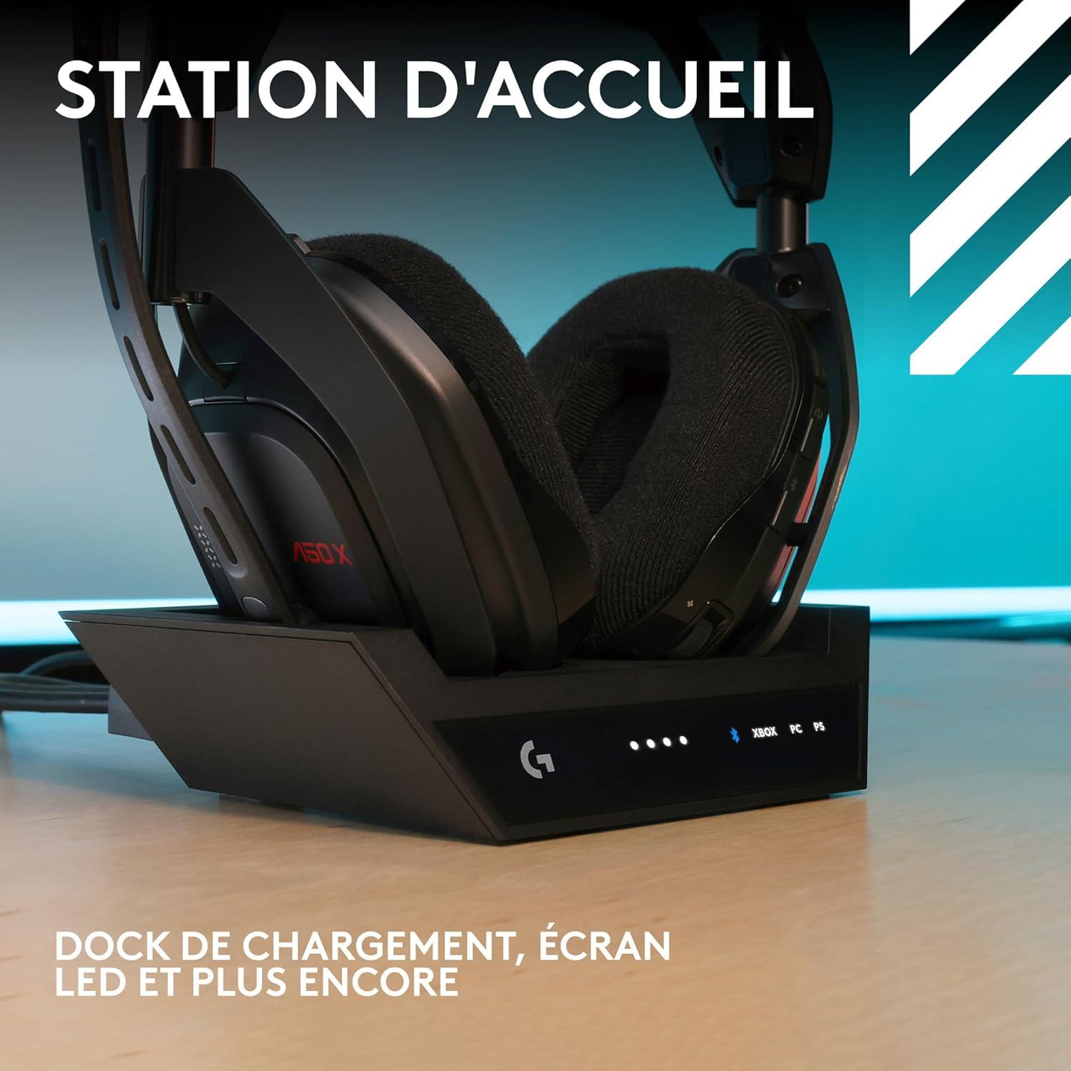 imageLogitech G Astro A50 X LIGHTSPEED casque gaming sans fil base PROG GRAPHNE PLAYSYNC pour la Xbox Series XS PS5 PCMac Nintentdo Switch 2 Bluetooth dispositif de relais HDMI 21 NoirNoir