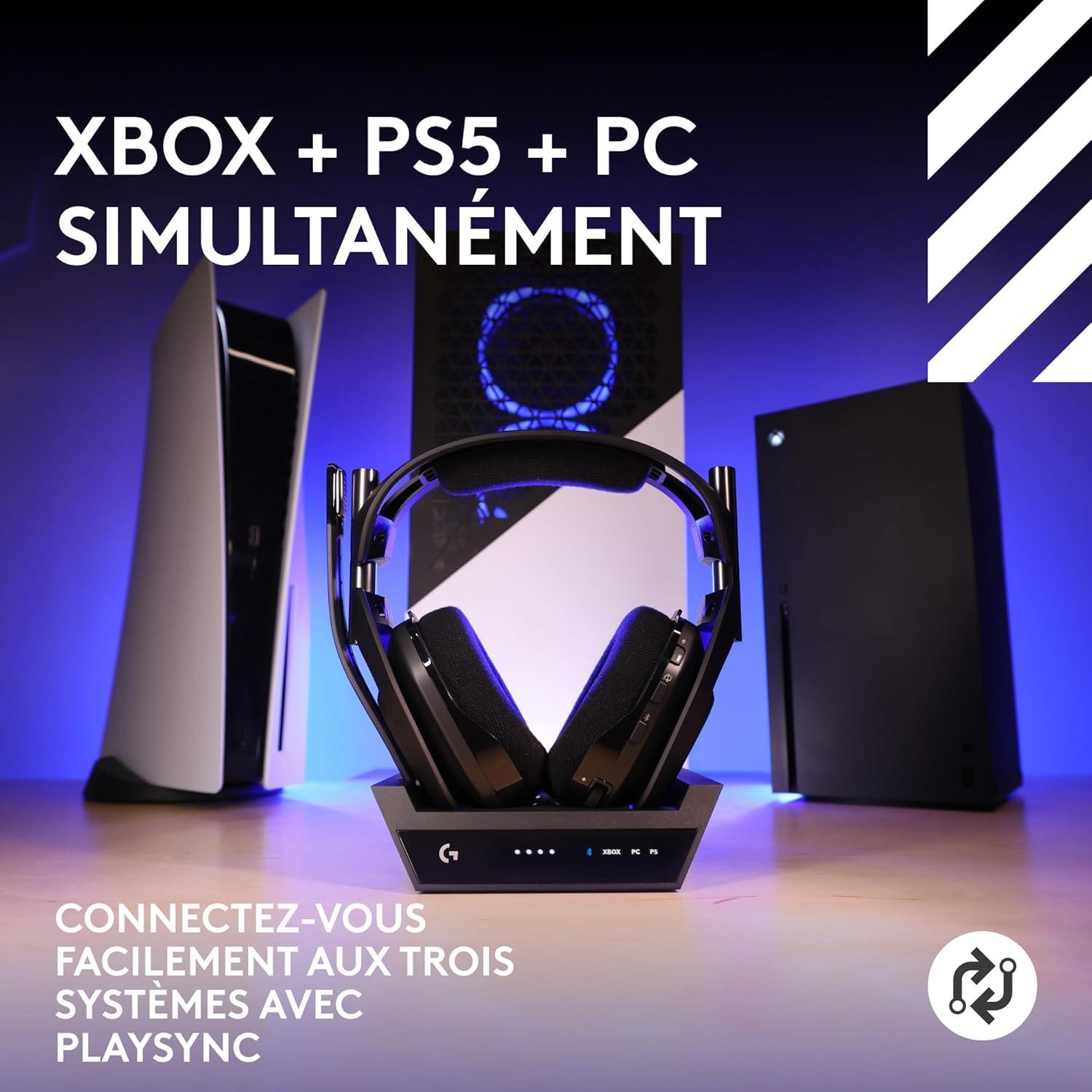 imageLogitech G Astro A50 X LIGHTSPEED casque gaming sans fil base PROG GRAPHNE PLAYSYNC pour la Xbox Series XS PS5 PCMac Nintentdo Switch 2 Bluetooth dispositif de relais HDMI 21 NoirNoir