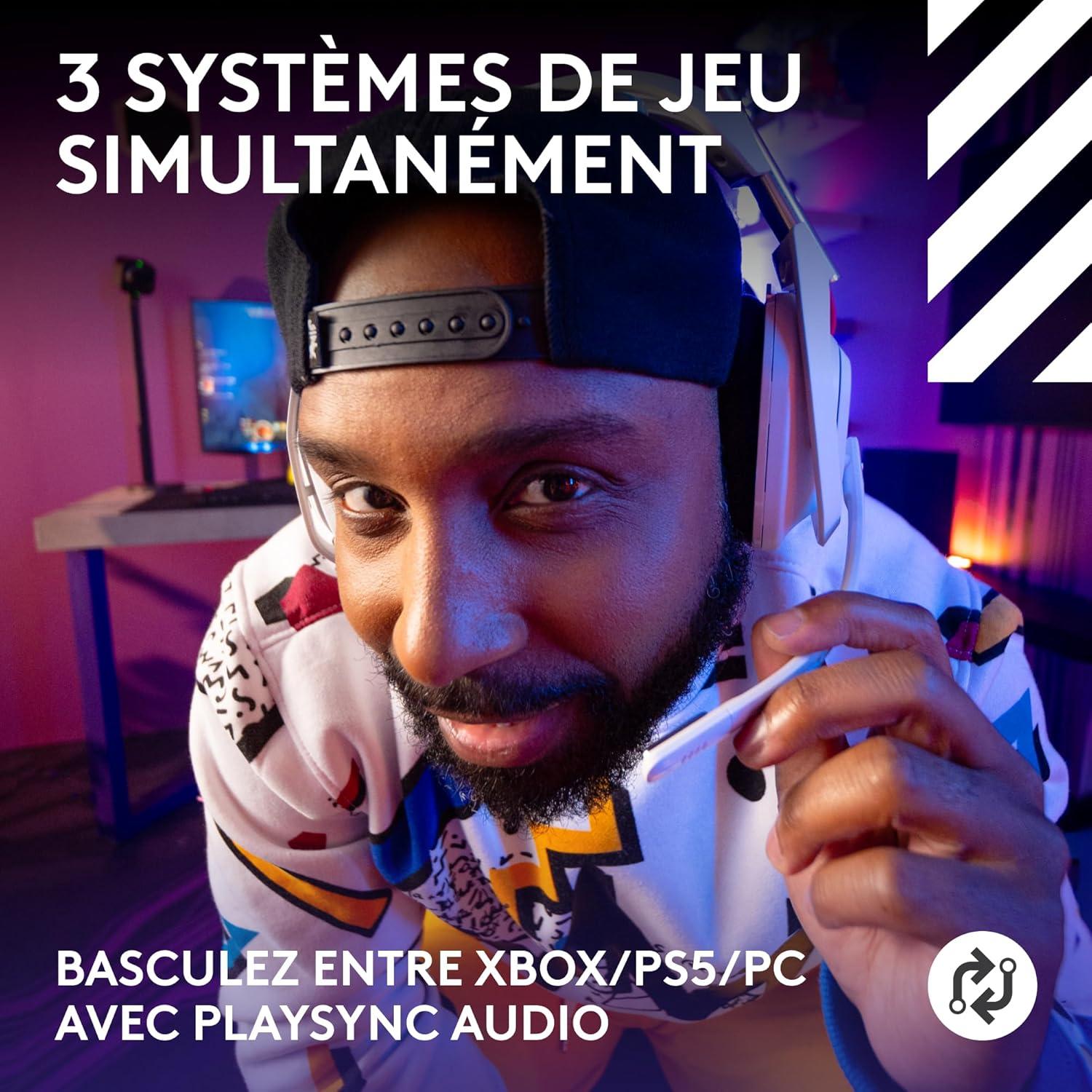 imageLogitech G Astro A50 X LIGHTSPEED casque gaming sans fil base PROG GRAPHNE PLAYSYNC pour la Xbox Series XS PS5 PCMac Nintentdo Switch 2 Bluetooth dispositif de relais HDMI 21 NoirBlanc