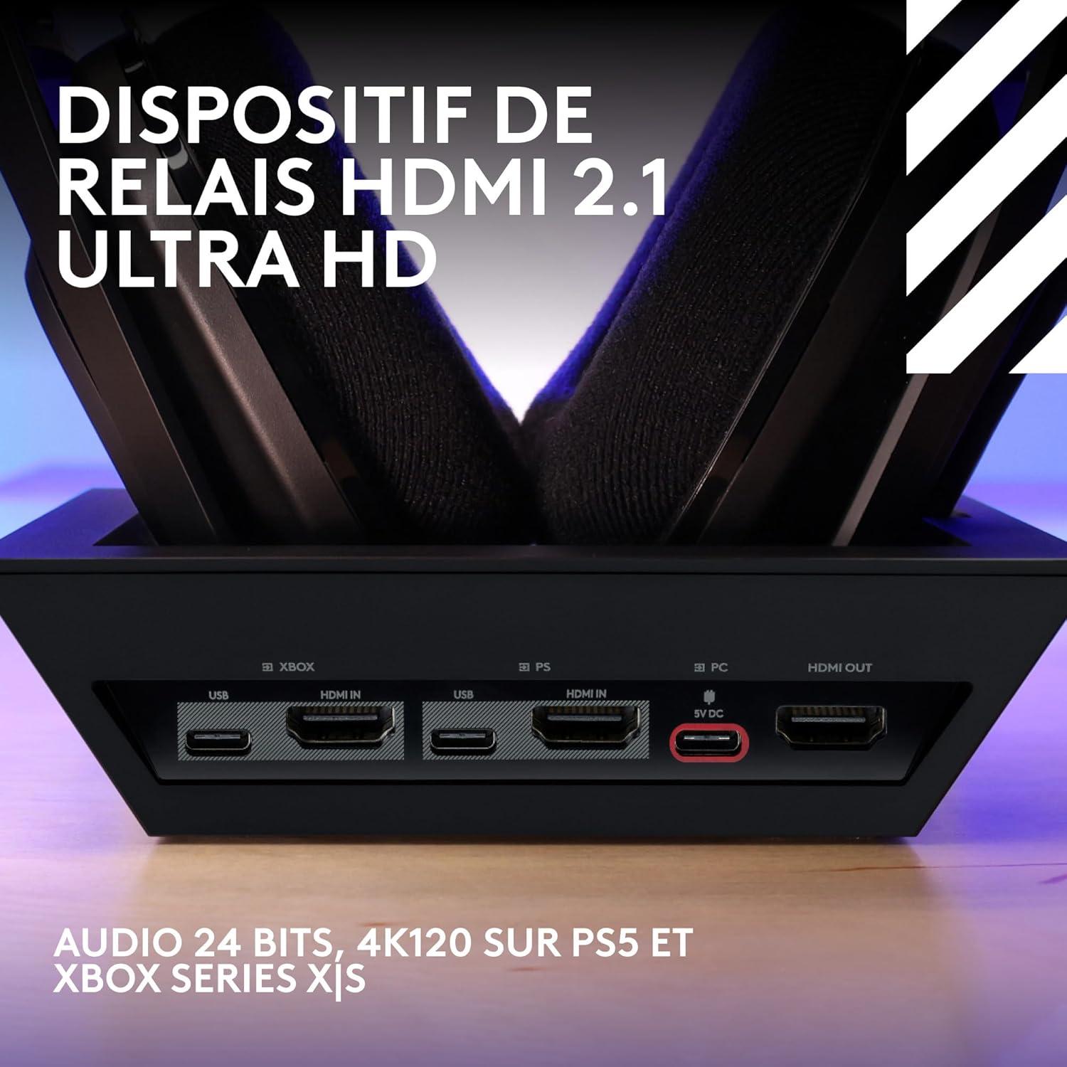 imageLogitech G Astro A50 X LIGHTSPEED casque gaming sans fil base PROG GRAPHNE PLAYSYNC pour la Xbox Series XS PS5 PCMac Nintentdo Switch 2 Bluetooth dispositif de relais HDMI 21 NoirNoir