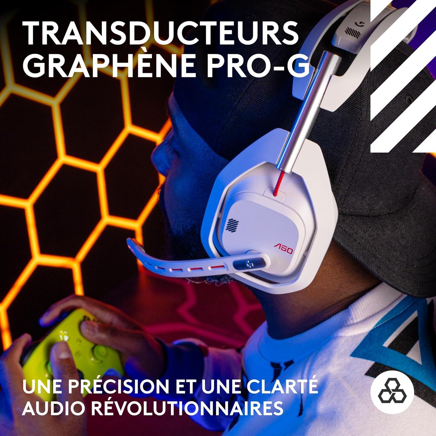 imageLogitech G Astro A50 X LIGHTSPEED casque gaming sans fil base PROG GRAPHNE PLAYSYNC pour la Xbox Series XS PS5 PCMac Nintentdo Switch 2 Bluetooth dispositif de relais HDMI 21 NoirBlanc