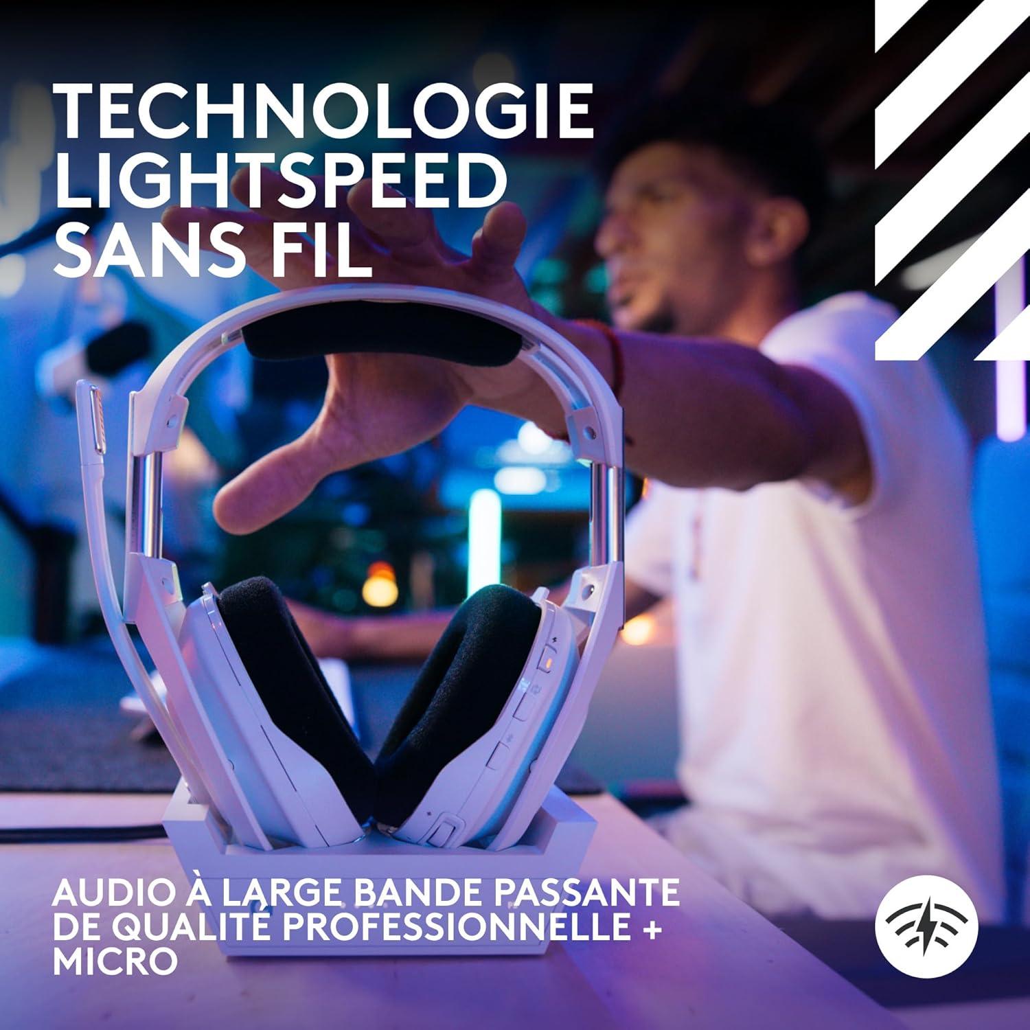imageLogitech G Astro A50 X LIGHTSPEED casque gaming sans fil base PROG GRAPHNE PLAYSYNC pour la Xbox Series XS PS5 PCMac Nintentdo Switch 2 Bluetooth dispositif de relais HDMI 21 NoirBlanc