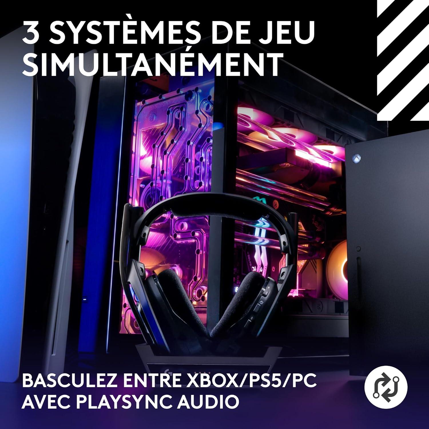 imageLogitech G Astro A50 X LIGHTSPEED casque gaming sans fil base PROG GRAPHNE PLAYSYNC pour la Xbox Series XS PS5 PCMac Nintentdo Switch 2 Bluetooth dispositif de relais HDMI 21 NoirNoir