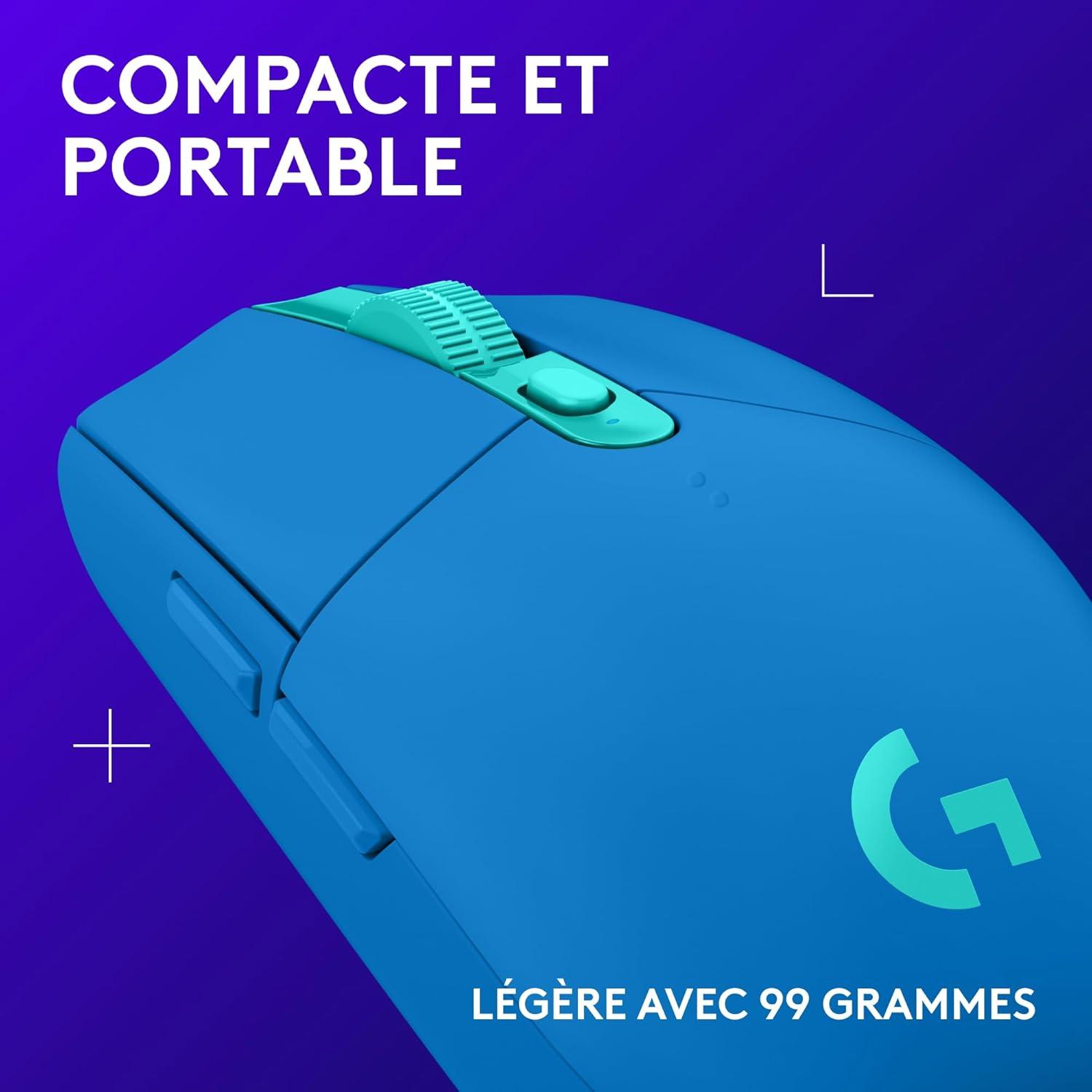 imageLogitech G G309 LIGHTSPEED Souris gaming sans fil Logitech lgre switchs hybrides LIGHTFORCE capteur HERO 25K autonomie de ampgt300 heures avec une pile AA 6 boutons programmables PCMac BlancBleu