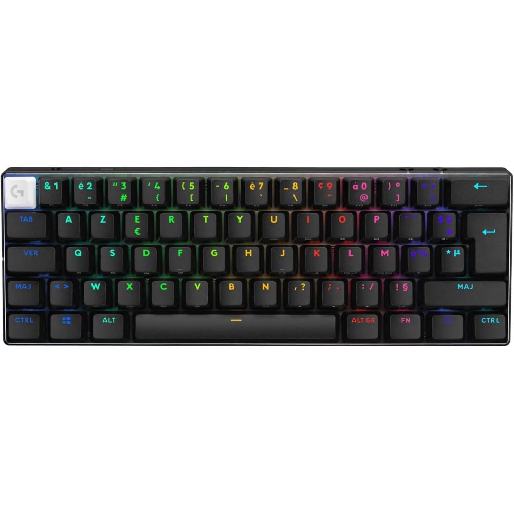 imageLogitech G PRO X 60 LIGHTSPEED Clavier gaming sans fil mcanique compact TKL 60 pour cent LIGHTSYNC RVB touches en PBT double couche switchs tactiles GX optiques Windows PC AZERTY FR  NoirNoir