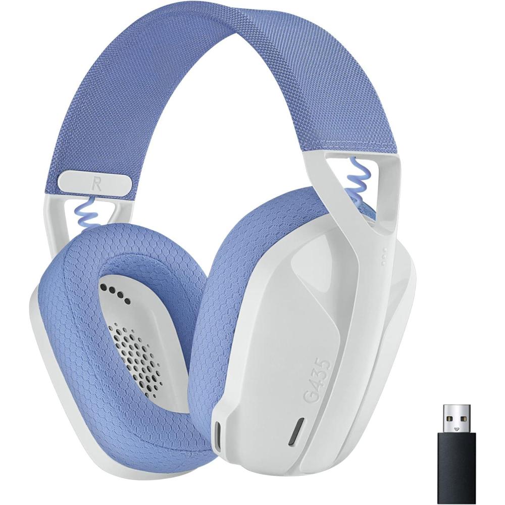 imageLogitech G435 LIGHTSPEED ampamp Bluetooth sans Fil Casque Gamer lger circumauriculaire Micro intgr Batterie de 18h Compatible avec Dolby Atmos PC PS4 PS5 Mobile Nintendo Switch BlancBlanc