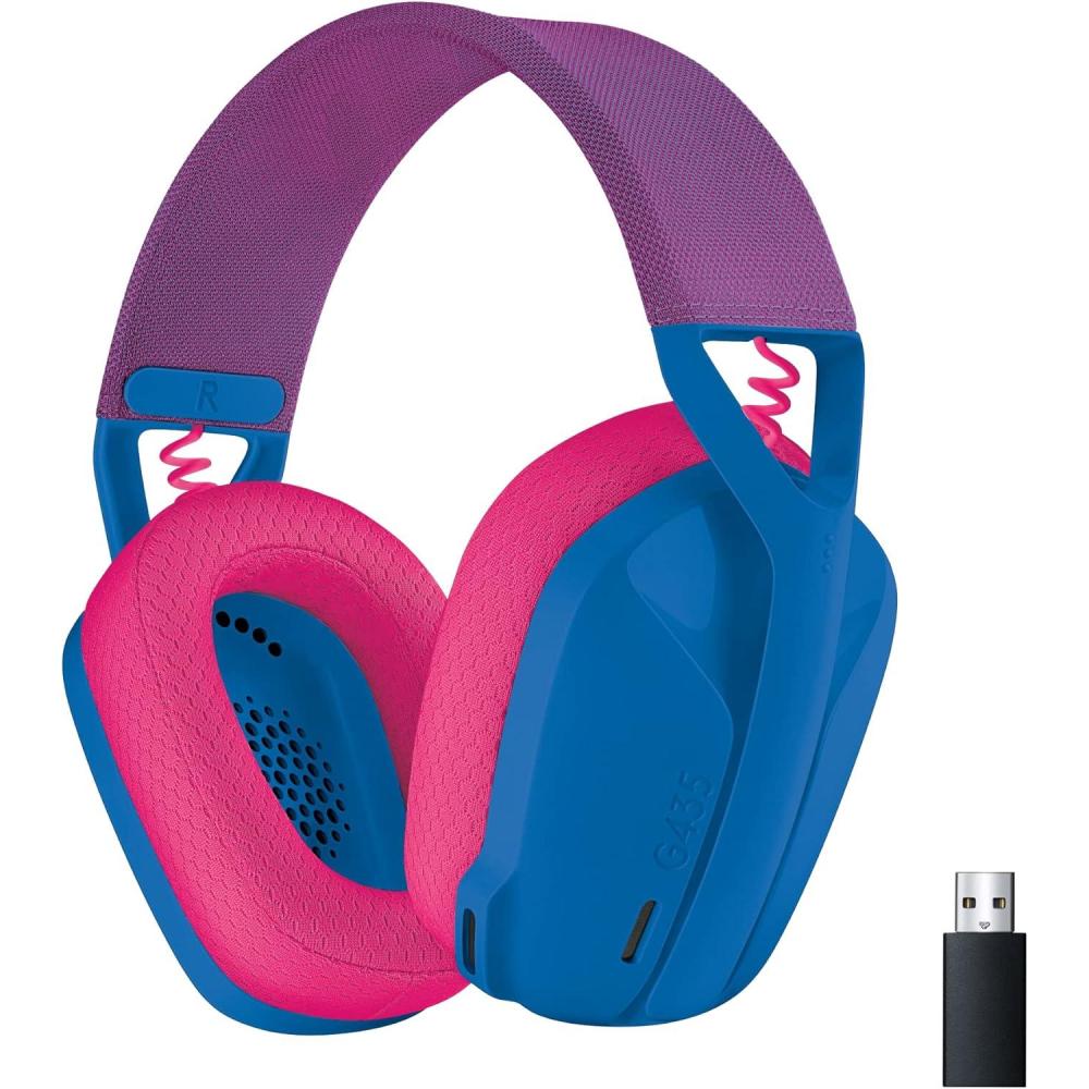 imageLogitech G435 LIGHTSPEED ampamp Bluetooth sans Fil Casque Gamer lger circumauriculaire Micro intgr Batterie de 18h Compatible avec Dolby Atmos PC PS4 PS5 Mobile Nintendo Switch  BlancBleu