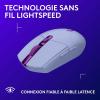 Logitech G G309 LIGHTSPEED Souris gaming sans fil Logitech, légère, switchs hybrides LIGHTFORCE, capteur HERO 25K, autonomie de >300 heures avec une pile AA, 6 boutons programmables, PC/Mac – Blanc(Lila)
