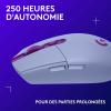 Logitech G G309 LIGHTSPEED Souris gaming sans fil Logitech, légère, switchs hybrides LIGHTFORCE, capteur HERO 25K, autonomie de >300 heures avec une pile AA, 6 boutons programmables, PC/Mac – Blanc(Lila)