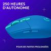 Logitech G G309 LIGHTSPEED Souris gaming sans fil Logitech, légère, switchs hybrides LIGHTFORCE, capteur HERO 25K, autonomie de >300 heures avec une pile AA, 6 boutons programmables, PC/Mac – Blanc(Bleu)