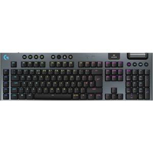 Logitech G G915 X Lightspeed Clavier de Jeu sans Fil à Profil Bas, Touches PBT à Double tir, Touches entièrement programmables, rétroéclairage RVB, GL Brown Linear, US INT&rsquo;L QWERTY – Noir
