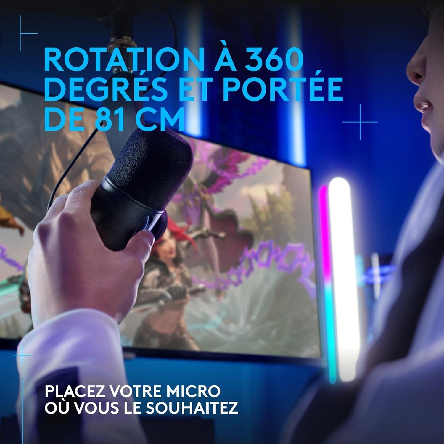 imageLogitech G Yeti GX Microphone Gaming RVB Dynamique avec LIGHTSYNC USB prt lEmploi pour Streaming supercardiode pour PCMac BlancNoir