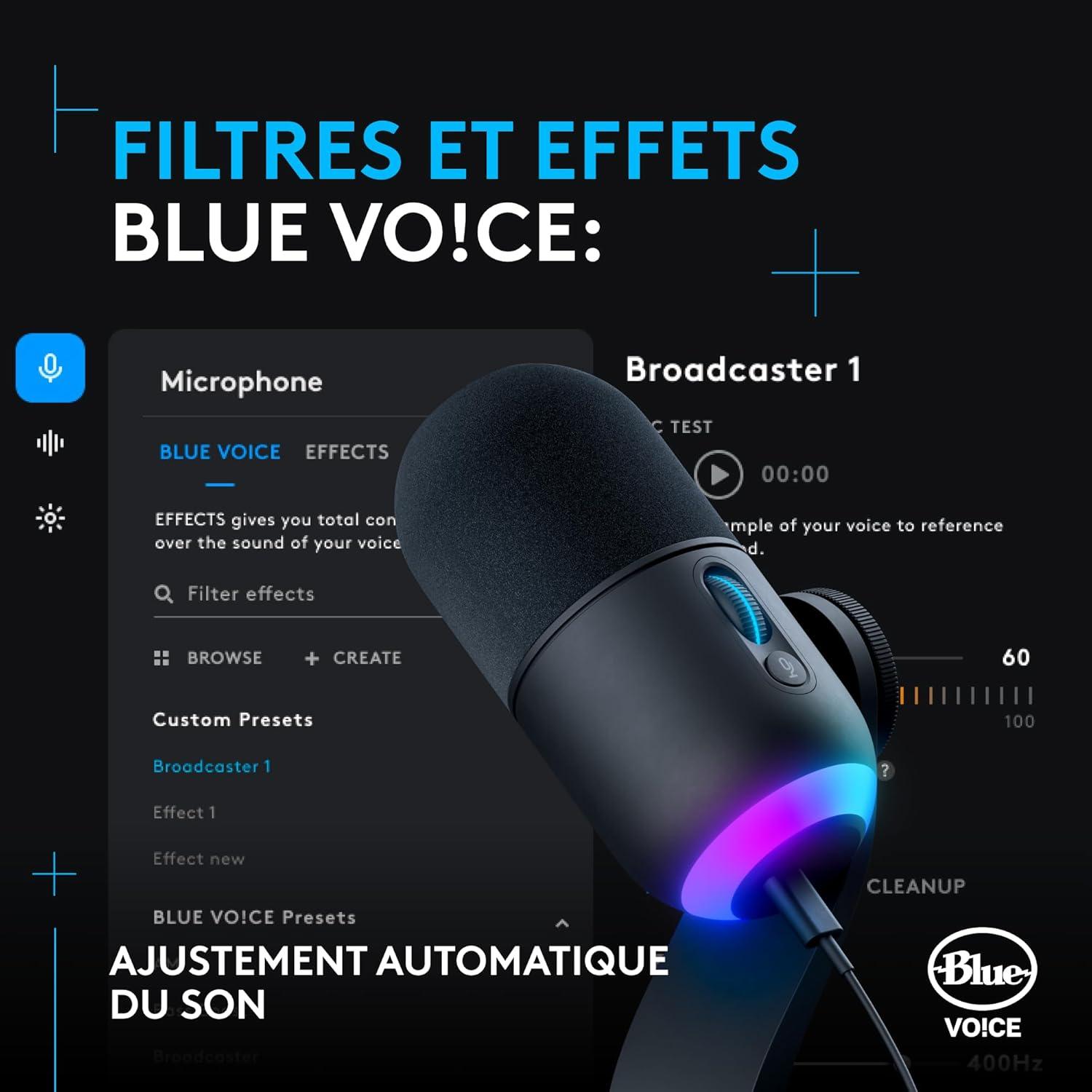 imageLogitech G Yeti GX Microphone Gaming RVB Dynamique avec LIGHTSYNC USB prt lEmploi pour Streaming supercardiode pour PCMac Noir