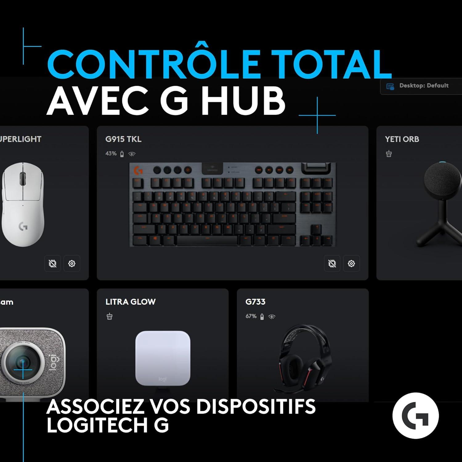 imageLogitech G Yeti Orb Microphone Gaming RVB condensateur avec LIGHTSYNC USB prt lEmploi pour Streaming cardiode pour PCMac NoirNoir