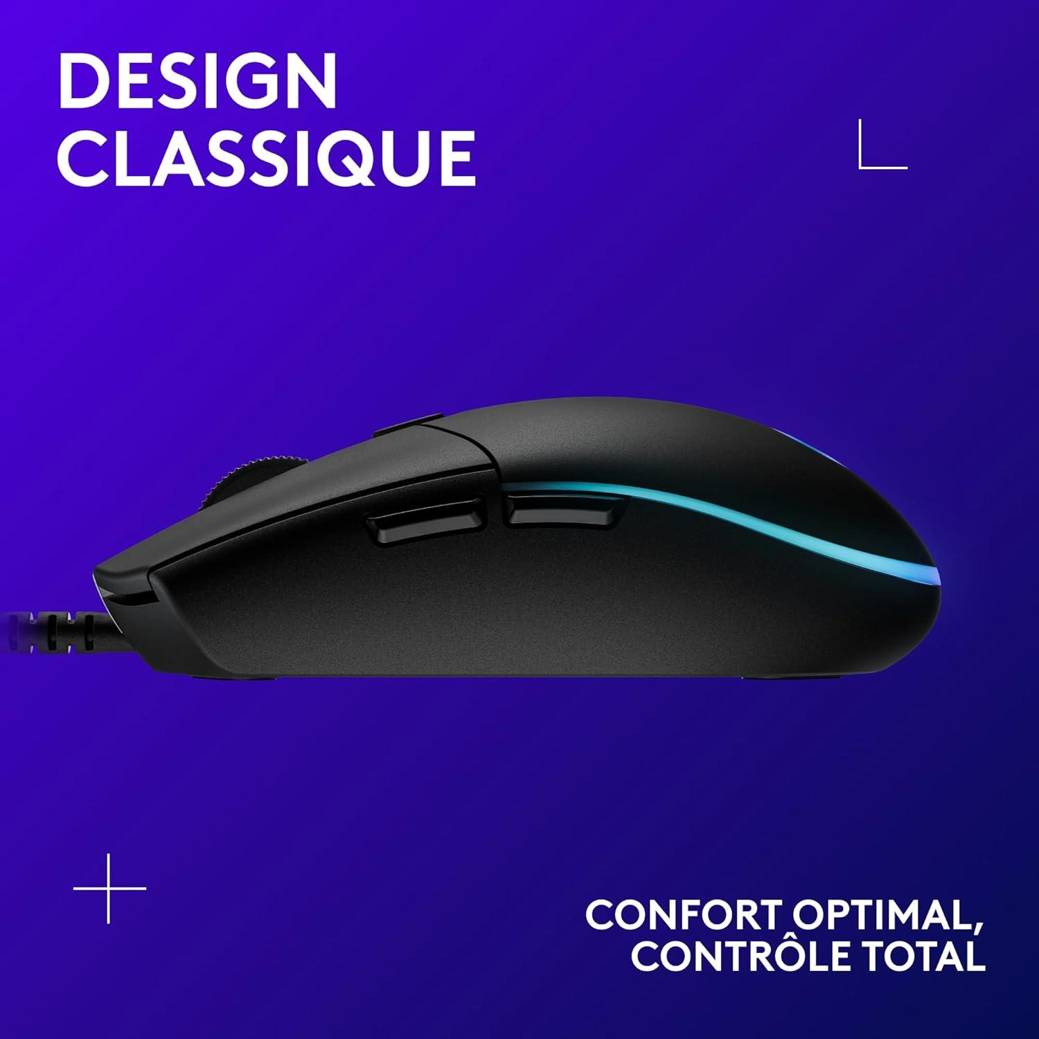 imageLogitech G203 Souris Filaire Gaming 2nd Gen 8000 DPI Effets Lumineux Multicolores LIGHTSYNC RGB 6 Boutons Programmables Mmoire Intgre Compatible Mac et PCNoir