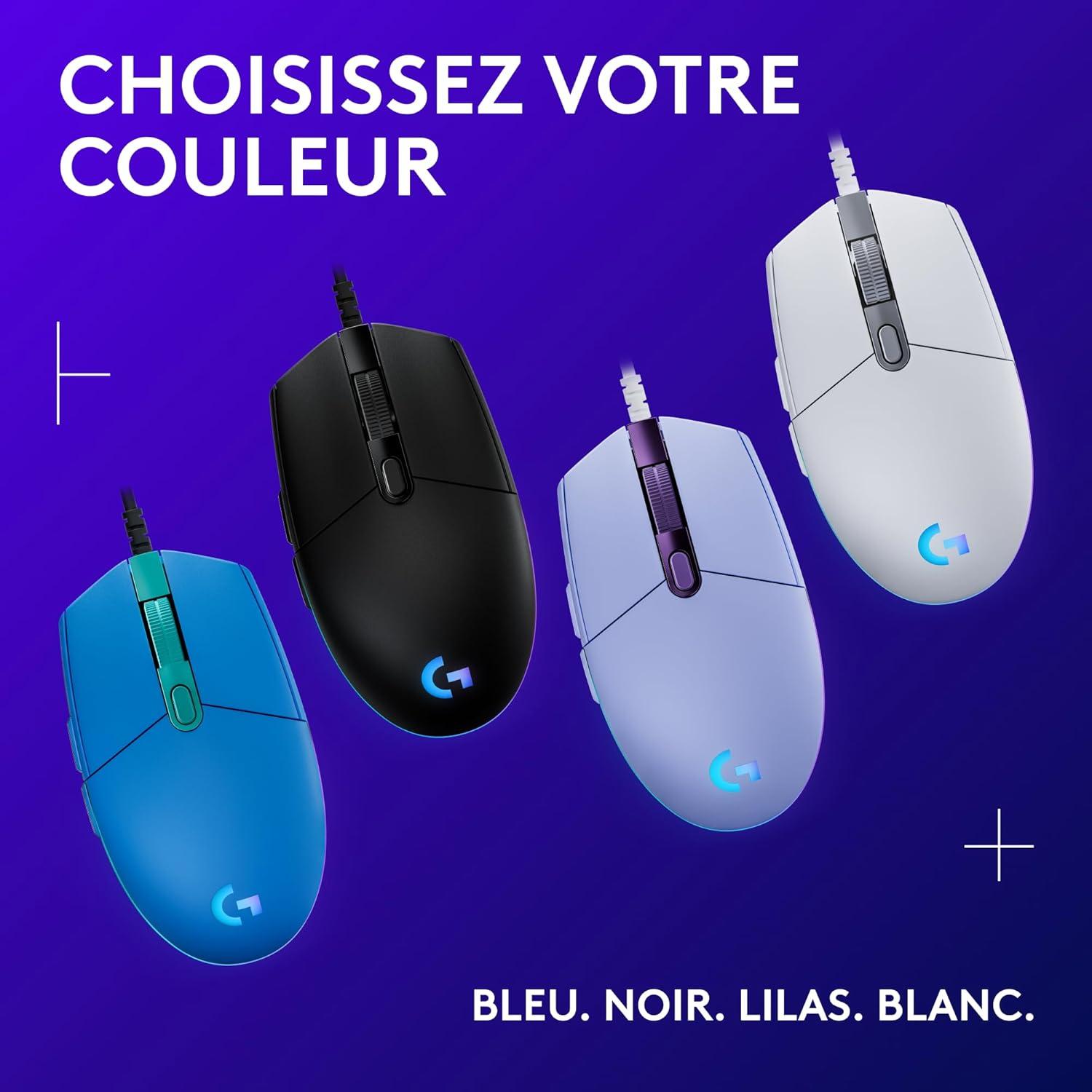 imageLogitech G203 Souris Filaire Gaming 2nd Gen 8000 DPI Effets Lumineux Multicolores LIGHTSYNC RGB 6 Boutons Programmables Mmoire Intgre Compatible Mac et PCBleu