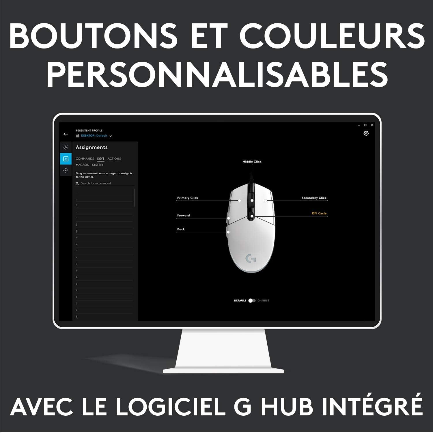 imageLogitech G203 Souris Filaire Gaming 2nd Gen 8000 DPI Effets Lumineux Multicolores LIGHTSYNC RGB 6 Boutons Programmables Mmoire Intgre Compatible Mac et PCNoir