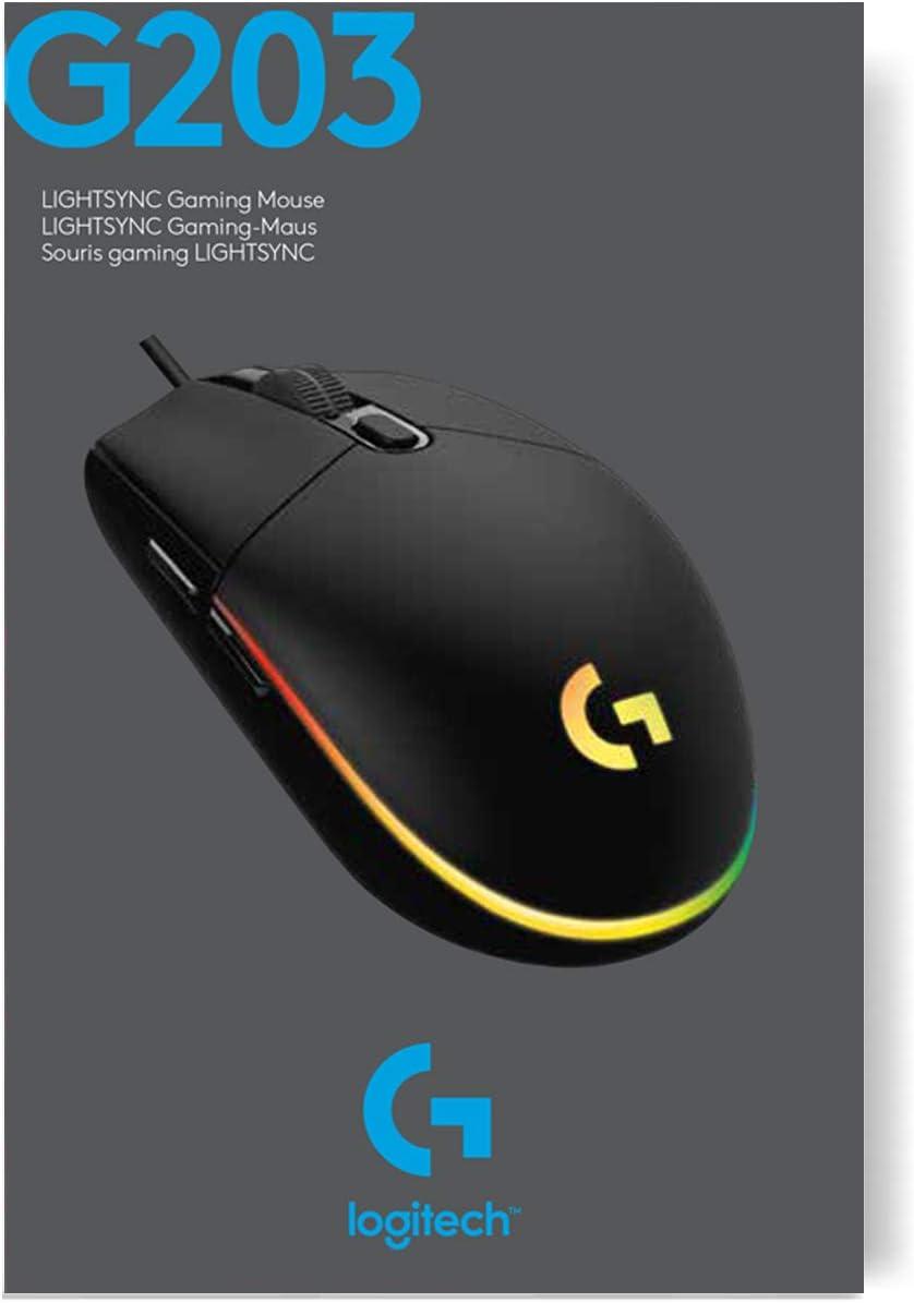 imageLogitech G203 Souris Filaire Gaming 2nd Gen 8000 DPI Effets Lumineux Multicolores LIGHTSYNC RGB 6 Boutons Programmables Mmoire Intgre Compatible Mac et PCNoir