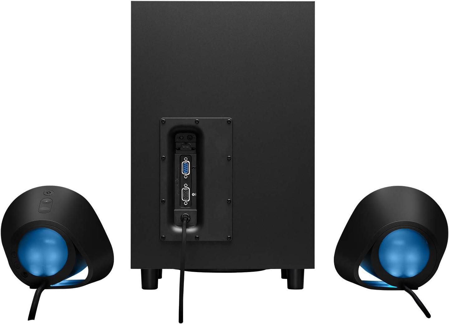 imageLogitech G560 Deux Hautparleurs Gaming PC Son Surround DTSX Ultra 71 et Eclairage RGB LIGHTSYNC Synchronis vos Jeux et un caisson de basses exprience de jeu immersive Noir
