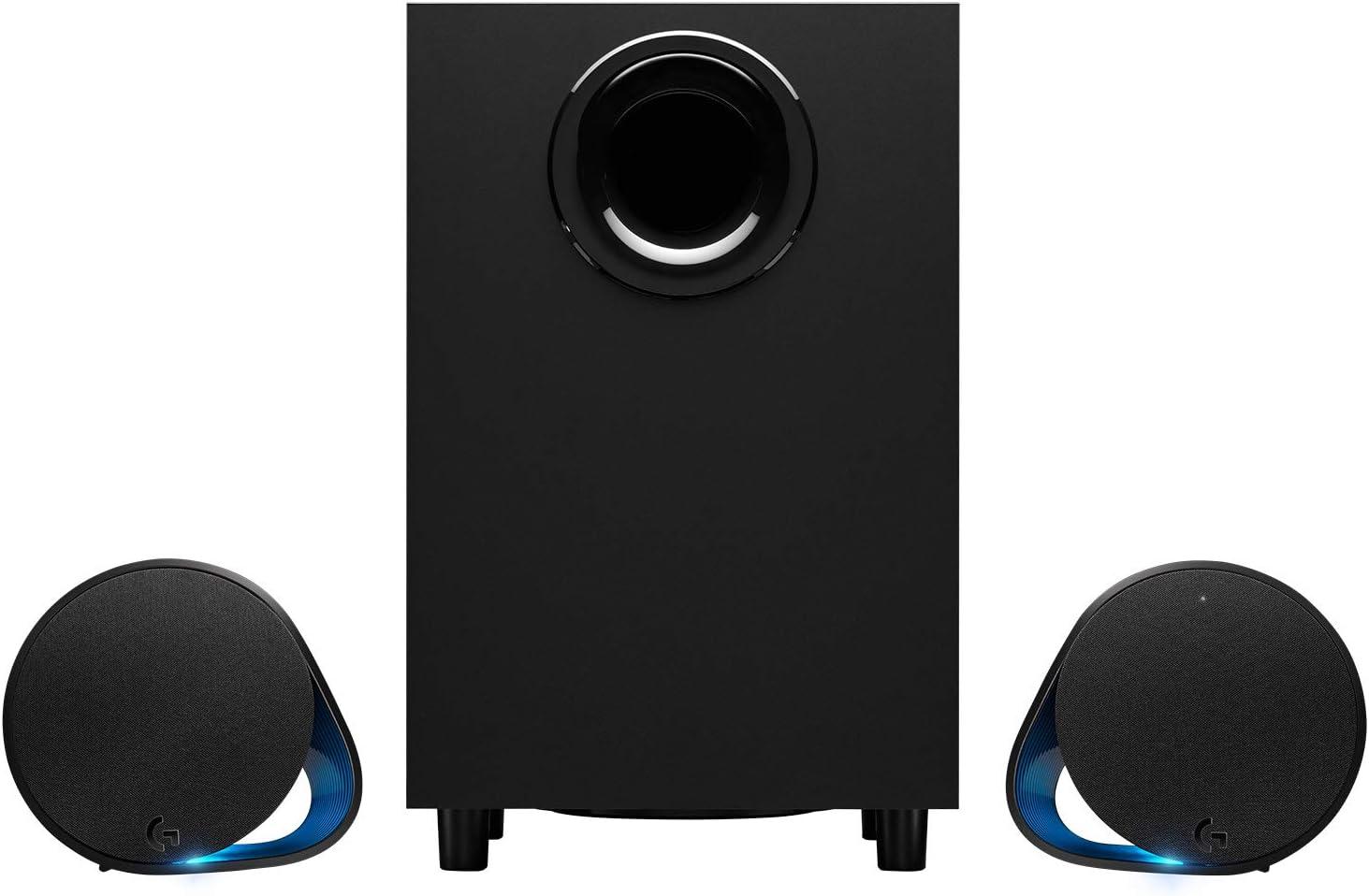 imageLogitech G560 Deux Hautparleurs Gaming PC Son Surround DTSX Ultra 71 et Eclairage RGB LIGHTSYNC Synchronis vos Jeux et un caisson de basses exprience de jeu immersive Noir