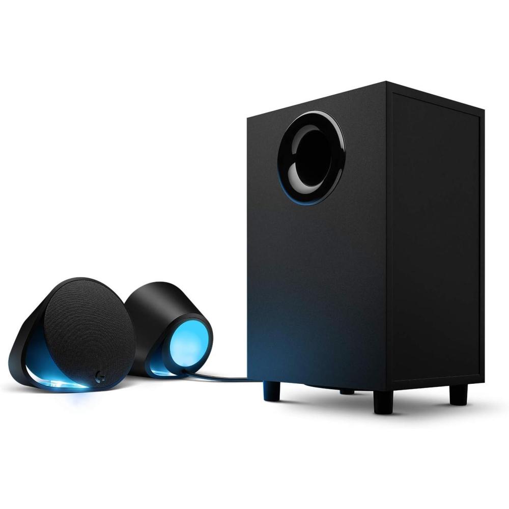 imageLogitech G560 Deux Hautparleurs Gaming PC Son Surround DTSX Ultra 71 et Eclairage RGB LIGHTSYNC Synchronis vos Jeux et un caisson de basses exprience de jeu immersive Noir