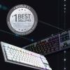 Logitech G G915 X LIGHTSPEED Clavier gaming sans fil ultra-plat, touches PBT double couche, touches entièrement programmables, switchs GL Blue Clicky, Clavier Français AZERTY – Noir(Blanc)