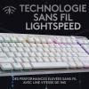 Logitech G G915 X LIGHTSPEED Clavier gaming sans fil ultra-plat, touches PBT double couche, touches entièrement programmables, switchs GL Blue Clicky, Clavier Français AZERTY – Noir(Blanc)