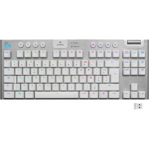 Logitech G G915 X LIGHTSPEED Clavier gaming sans fil ultra-plat, touches PBT double couche, touches entièrement programmables, switchs GL Blue Clicky, Clavier Français AZERTY – Noir(Blanc)