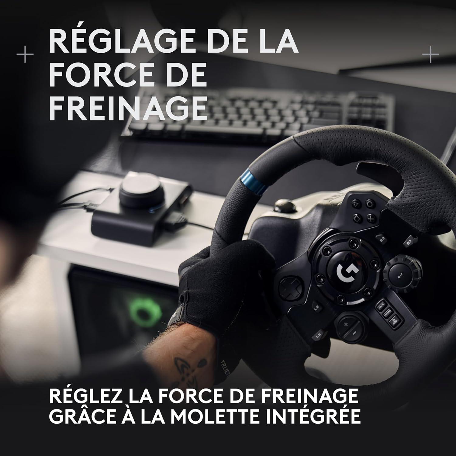 imageLogitech G G923 volant de course et pdales TRUEFORCE jusqu 1000 Hz commande de dmarrage double embrayage housse de volant vritable PS5PS4PCMac NoirG923 PlayStation PC