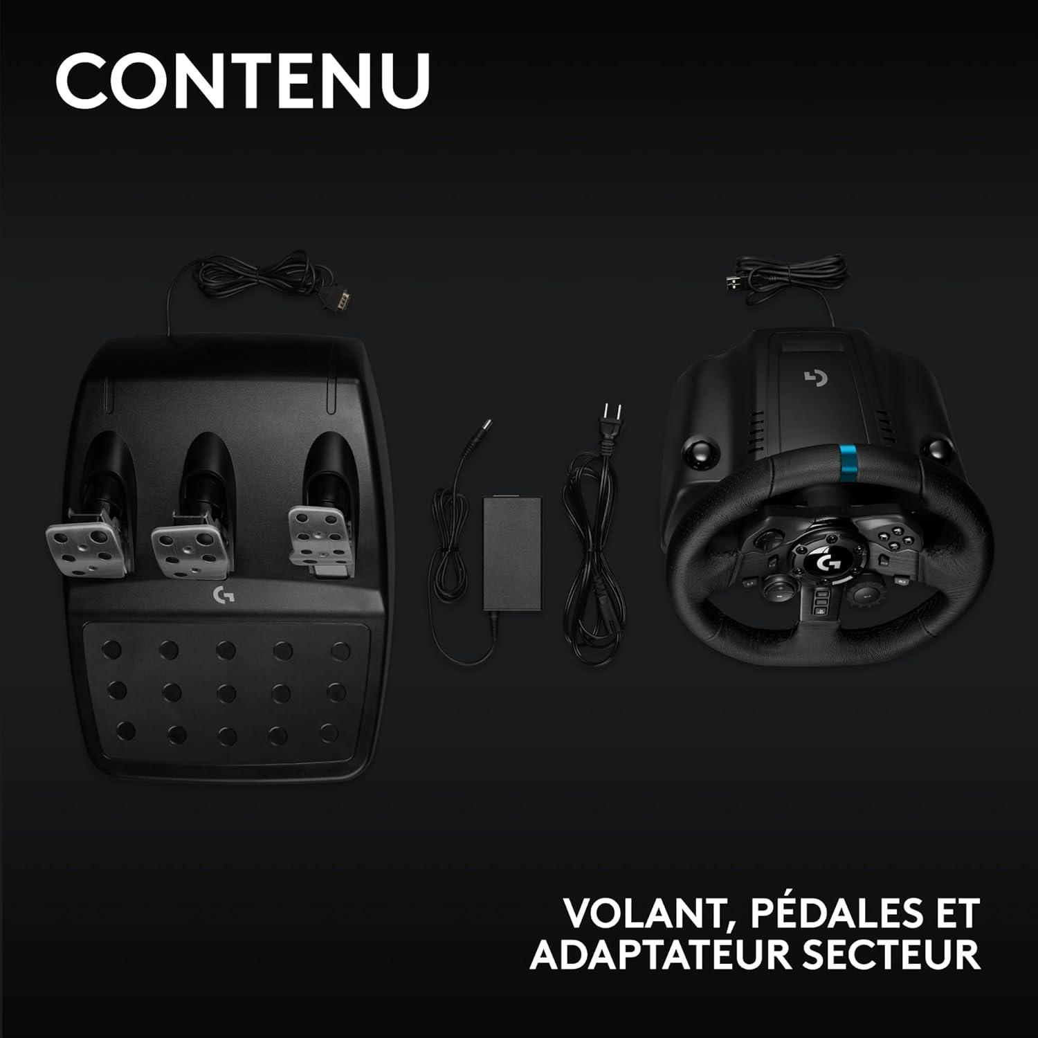 imageLogitech G G923 volant de course et pdales TRUEFORCE jusqu 1000 Hz commande de dmarrage double embrayage housse de volant vritable PS5PS4PCMac NoirG923 PlayStation PC